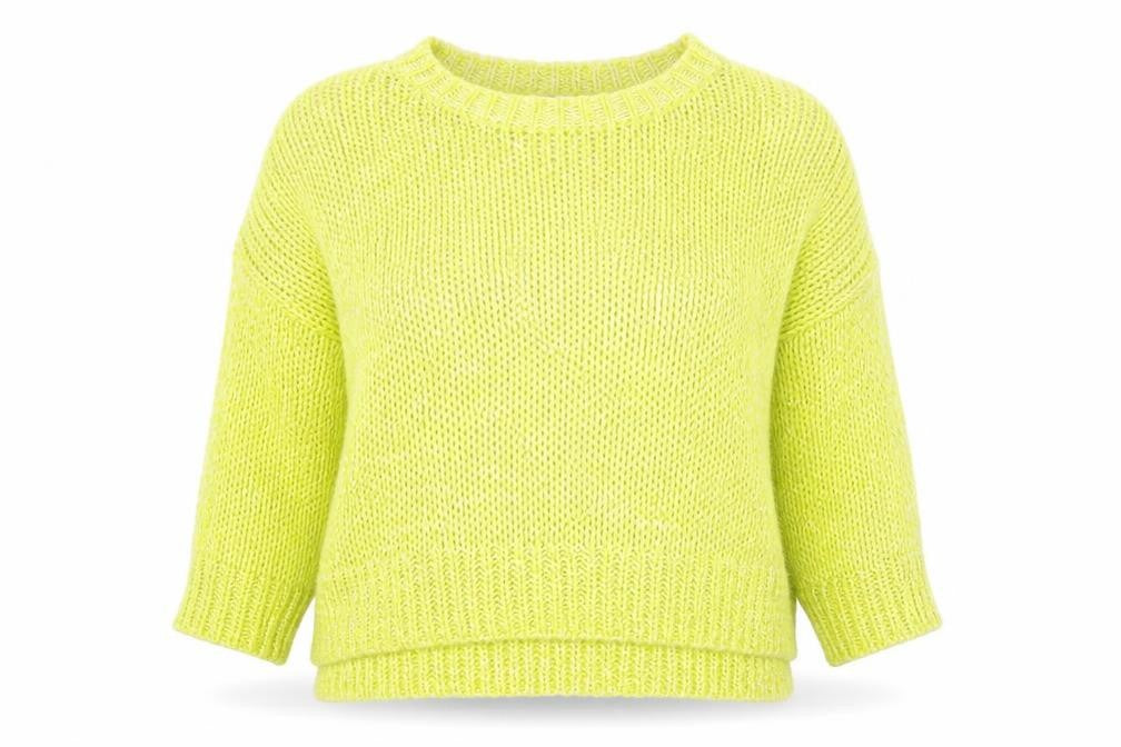 Front view of Topshop women’s yellow jumper, size UK 12