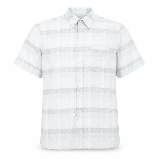 Front view of Jaques Britt women’s blue check basic button-up, size UK 16