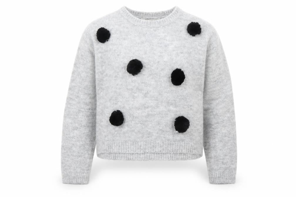 Front view of Evie girls’ grey jumper, size 11, years