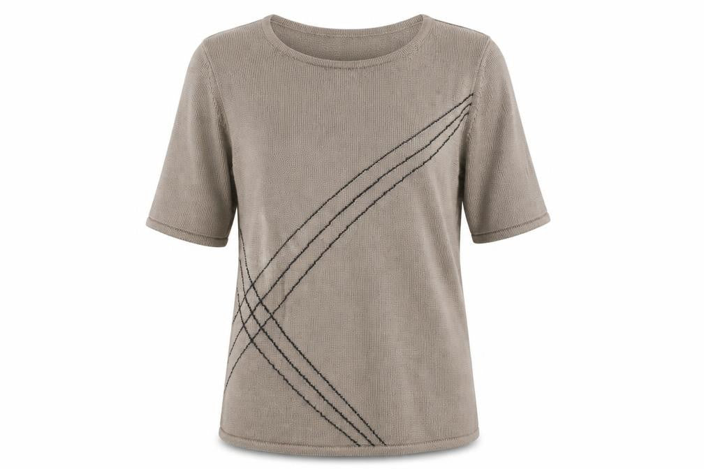 Front view of BHS women’s brown basic t-shirt, size UK 12