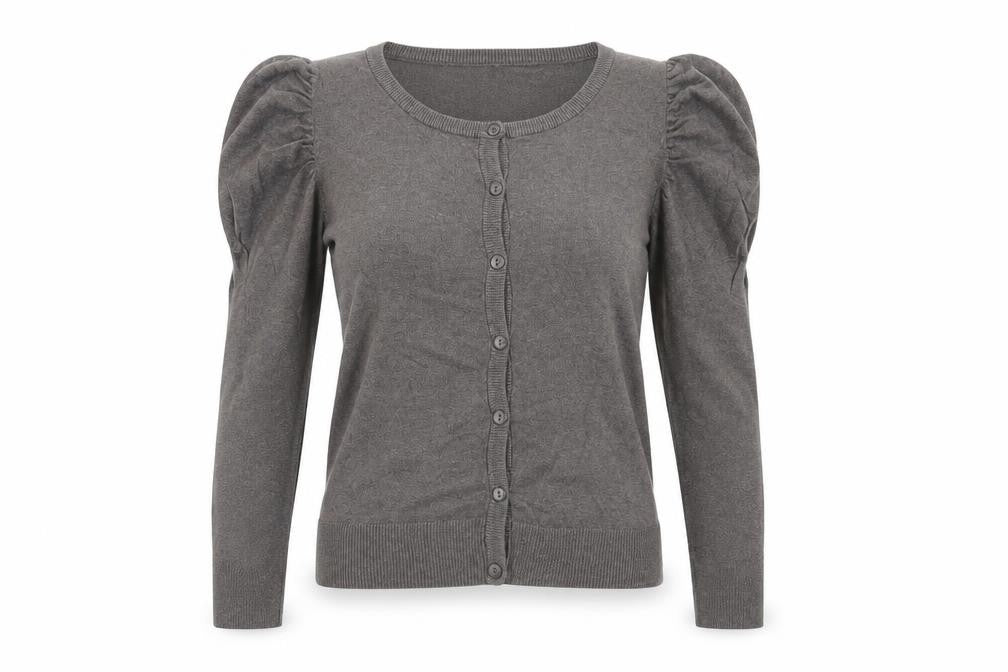 Front view of H&M women’s grey knit jumper, size M