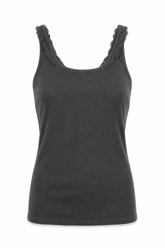 Front view of Next women’s grey basic tank, size UK 10