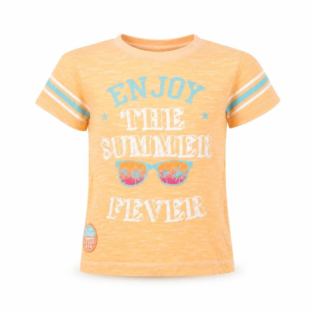 Front view of Primark boys’ orange basic t-shirt, size 2-3, years