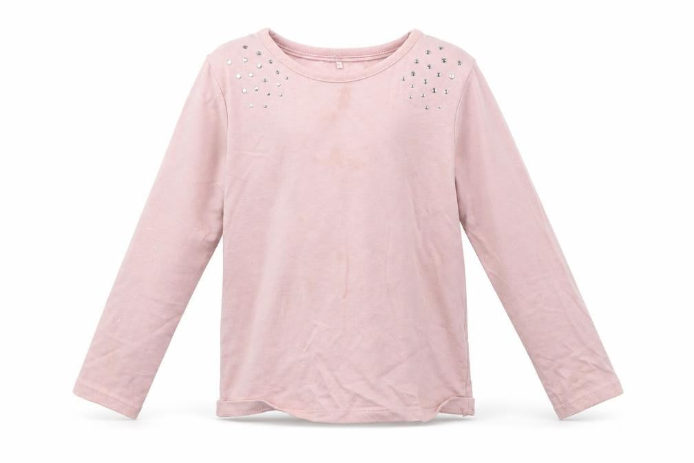 Front view of George girls’ pink basic t-shirt, size 5-6, years