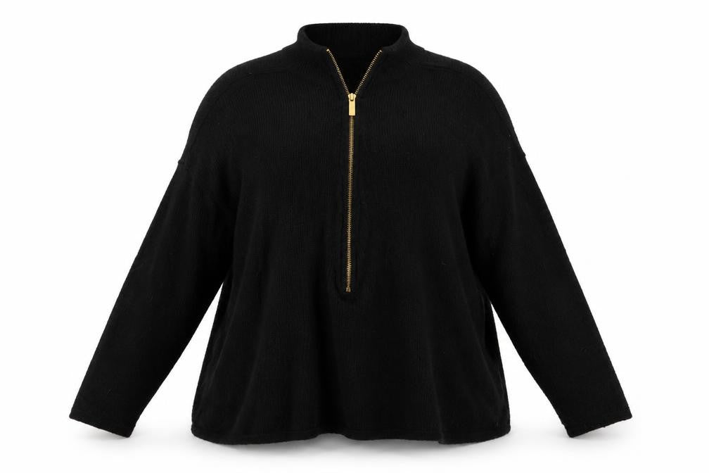 Front view of River Island women’s black pullover sweatshirt, size UK 14