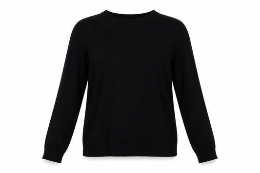 Front view of ASOS women’s black pullover sweatshirt, size UK 14