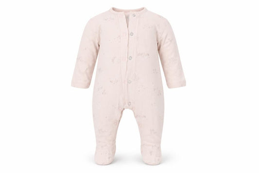 Front view of Mothercare Baby Pink Babygrow One-Piece, size 0-3, Months