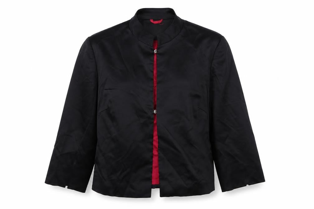 Front view of Principles women’s black kimono blazer, size UK 10