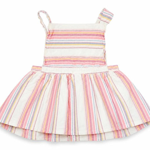 Fred & Flor Girls Pink Striped  Pinafore/Dungaree Dress  Size 3-6 Months