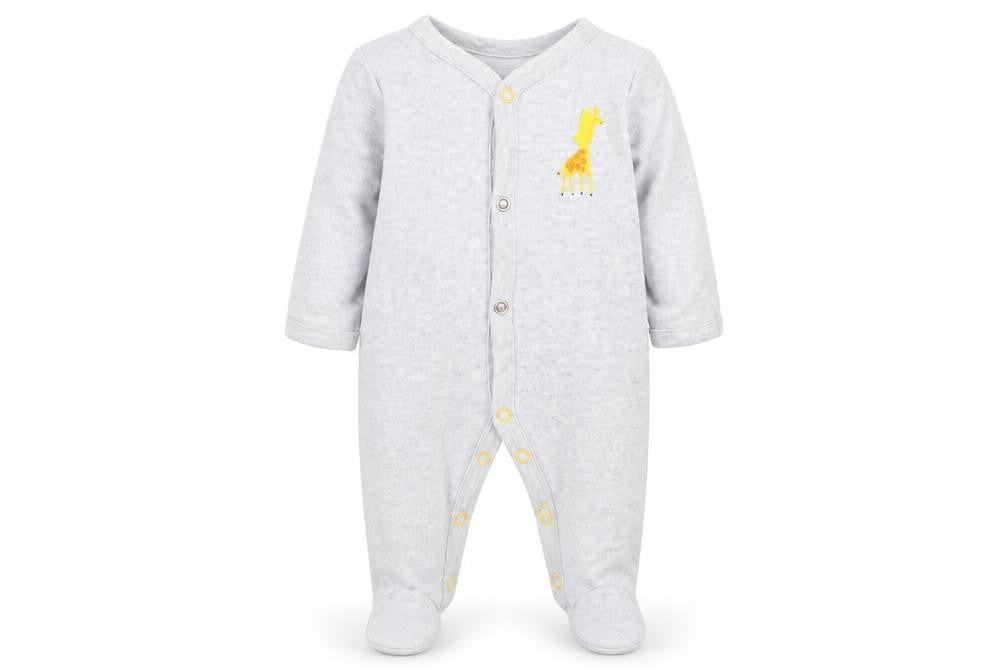 Mothercare Boys Grey Animal Print  Babygrow One-Piece Size Newborn  - Giraffe Logo