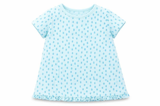 Front view of George girls’ blue geometric a-line, size 9-12, months