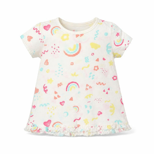 Front view of George girls’ ivory geometric a-line, size 9-12, months