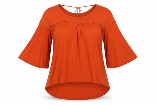 Front view of Atmosphere women’s orange basic blouse, size UK 8