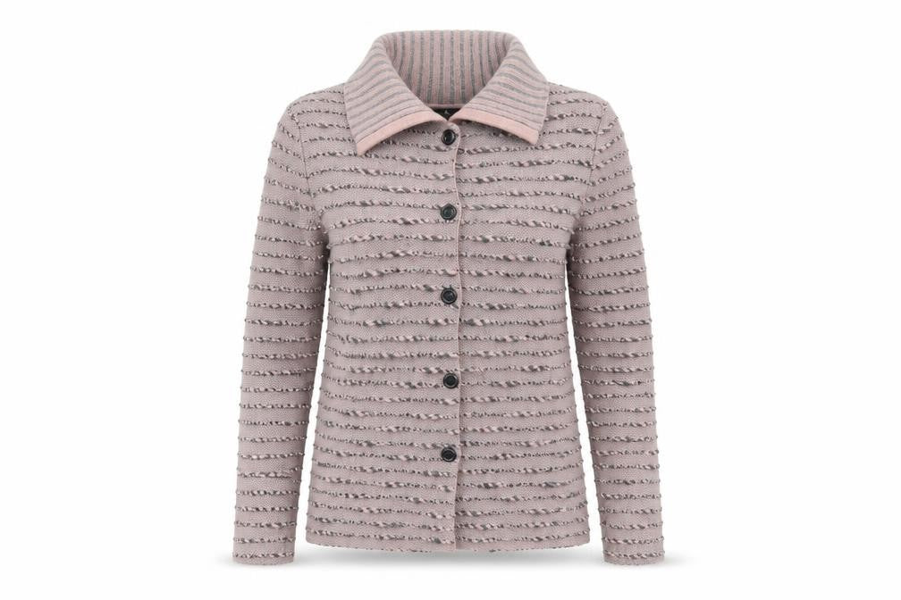 az Womens Pink Striped  Cardigan Jumper One Size