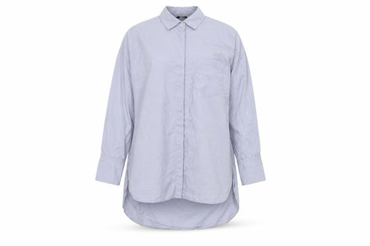 Front view of Zara men’s blue dress shirt, size M