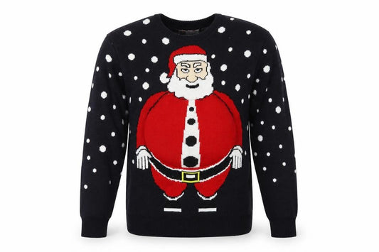 Front view of Cedarwood State men’s black polka dot pullover sweatshirt, size L, - christmas
