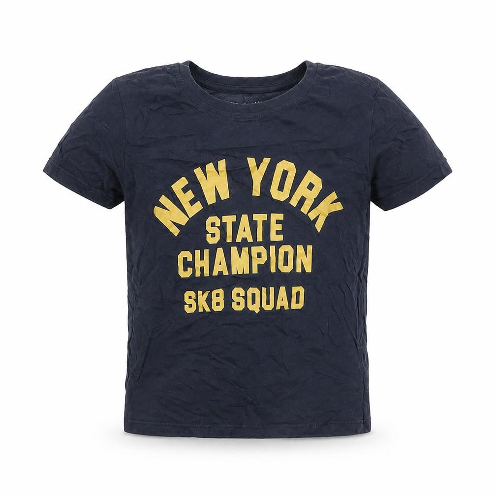 Front view of Primark boys’ blue basic t-shirt, size 3-4, years