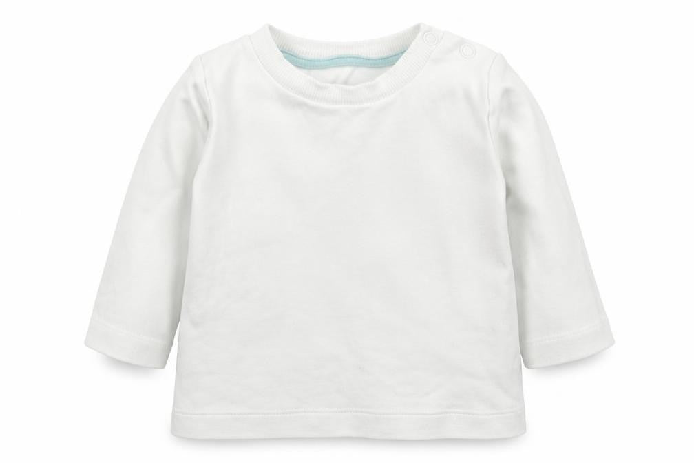 Front view of Morrisons Baby White Basic T-Shirt, size 0-3, Months