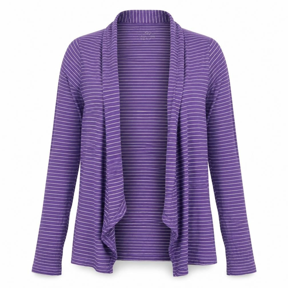 Marks and Spencer Womens Purple Striped  Cardigan Jumper Size 10