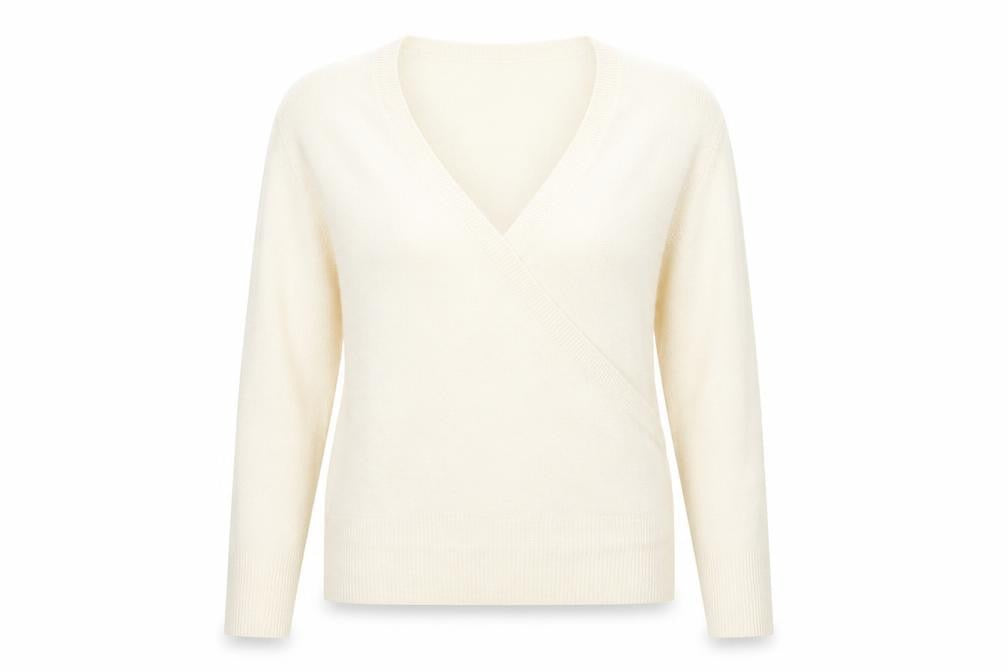 Front view of H&M women’s beige knit jumper, size M