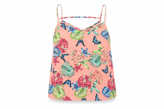 Front view of Primark women’s multicoloured floral basic blouse, size UK 6