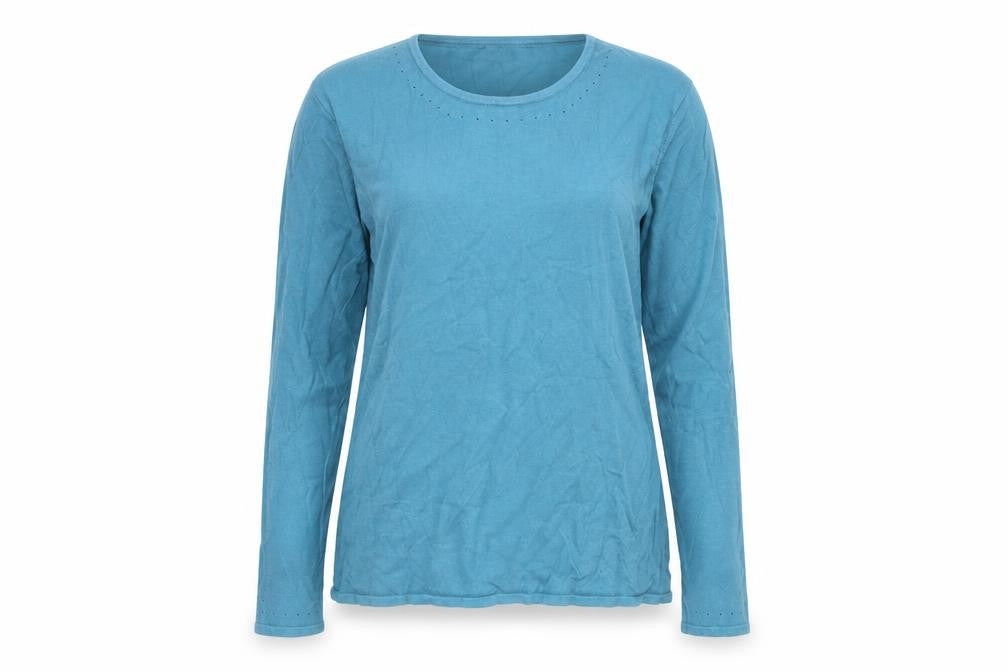 Front view of Klass women’s blue jumper, size M
