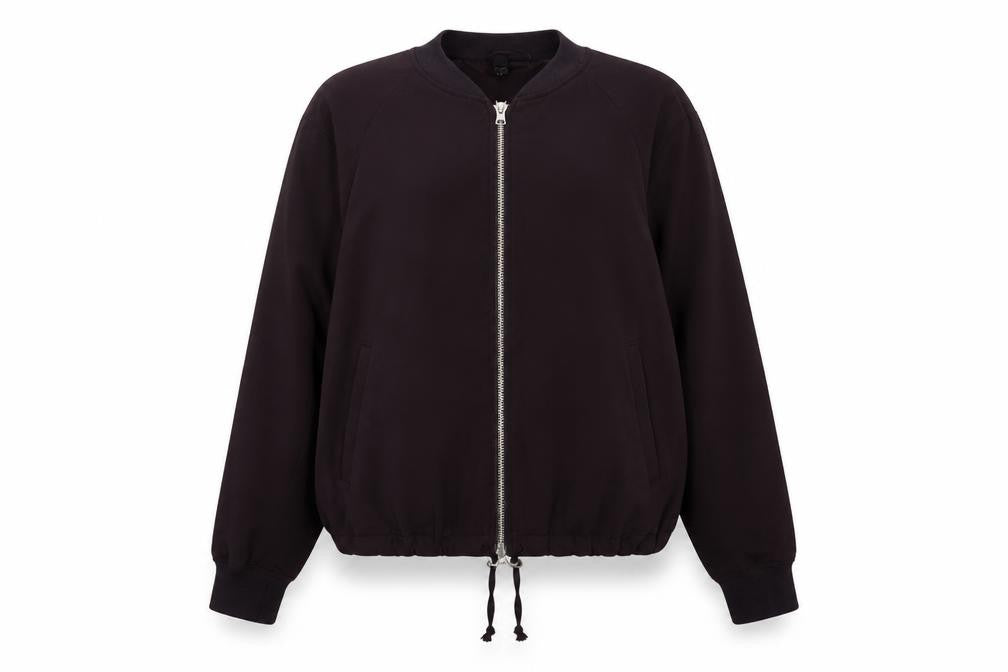 Front view of H&M women’s purple jacket coat, size UK 14