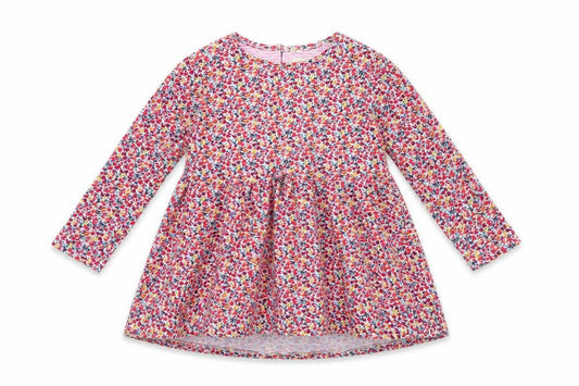 Front view of Next girls’ red floral fit & flare, size 12, months