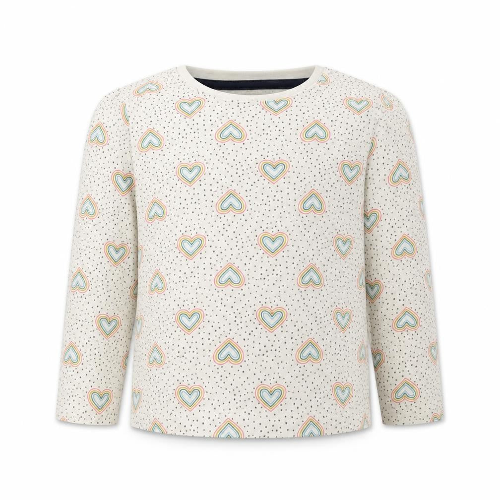 Front view of Primark girls’ beige polka dot basic t-shirt, size 2, years