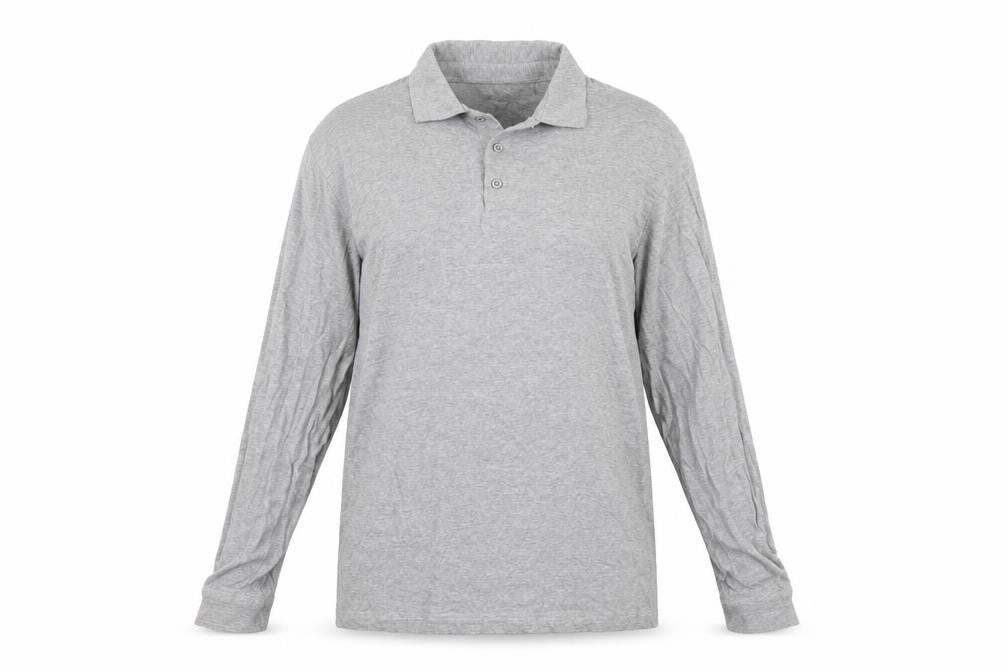Front view of Very men’s grey polo, size M