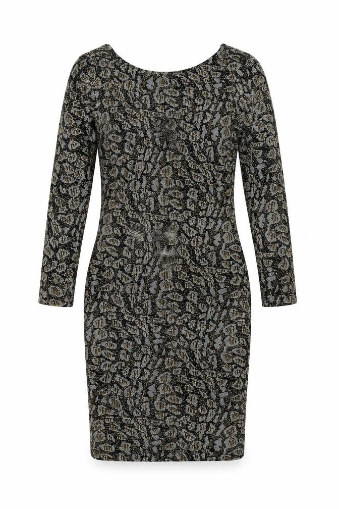 Front view of Topshop women’s black animal print bodycon, size UK 8