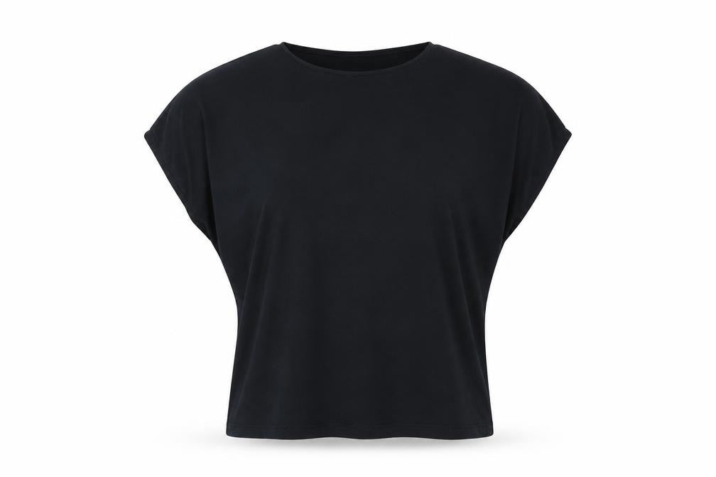 Front view of Kilian Kerner Senses women’s black basic t-shirt, size L