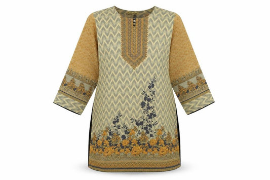 Front view of Bushra Khan women’s multicoloured geometric basic blouse, size L