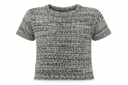 Front view of Atmosphere women’s gold striped knit jumper, size UK 12