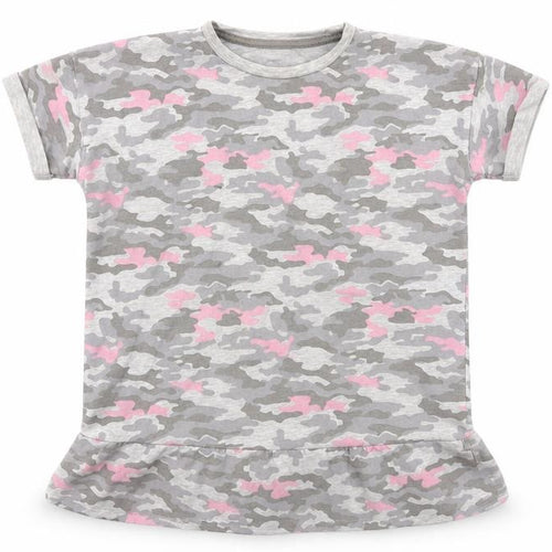 George Girls Grey Camouflage Jersey Basic T-Shirt Size 7-8 Years