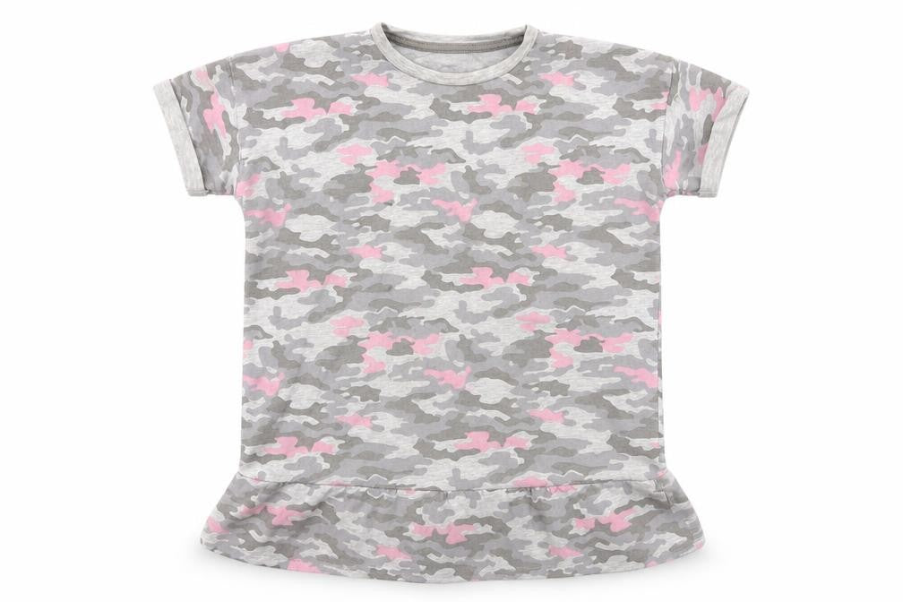 George Girls Grey Camouflage Jersey Basic T-Shirt Size 7-8 Years