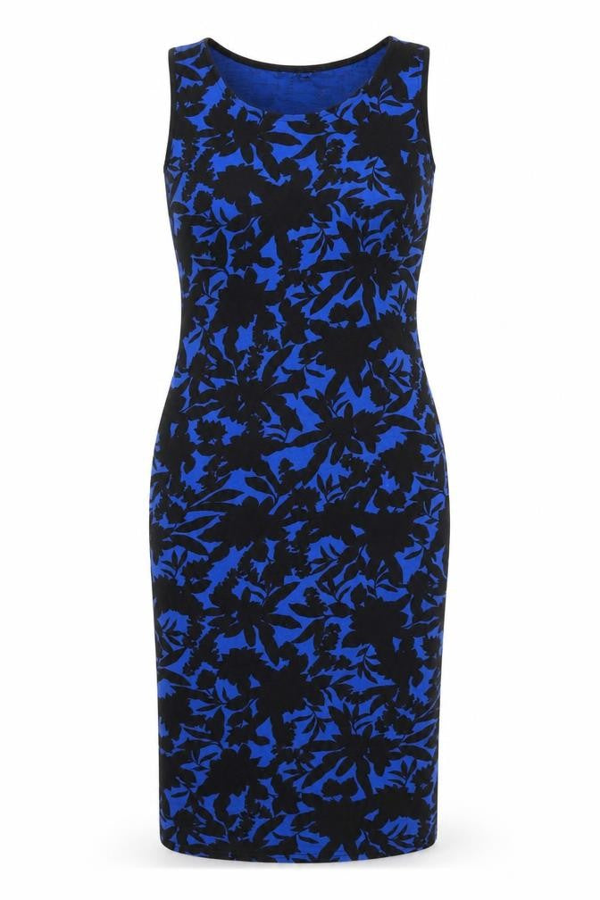 Front view of Select women’s blue floral fit & flare, size UK 8