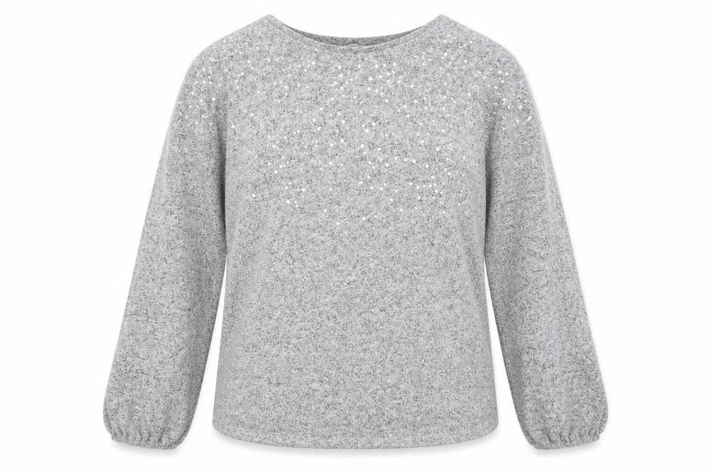 Front view of Papaya women’s grey jumper, size UK 14