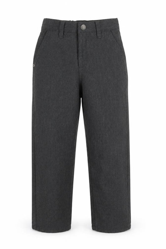 Front view of Next boys’ grey ikat jogger trousers, size 9, months