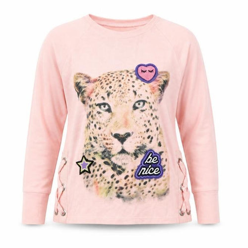 PREWORN  Girls Pink Animal Print  Basic T-Shirt Size S