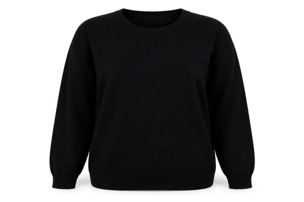Front view of Marks & Spencer women’s black knit jumper, size UK 14