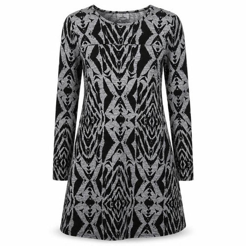 Ribbon Womens Grey Geometric Knit Jumper Dress  Size 8
