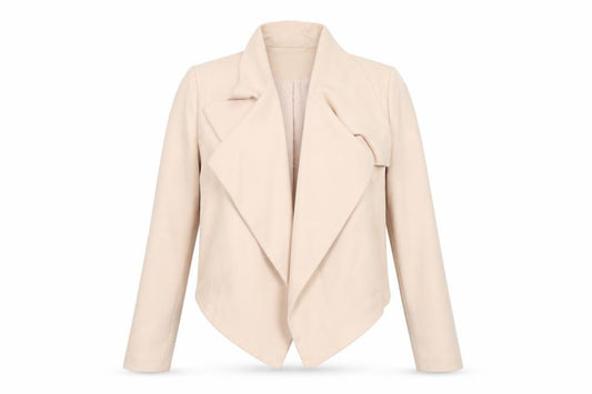 Front view of Massimo Fabbro women’s beige jacket, size UK 14