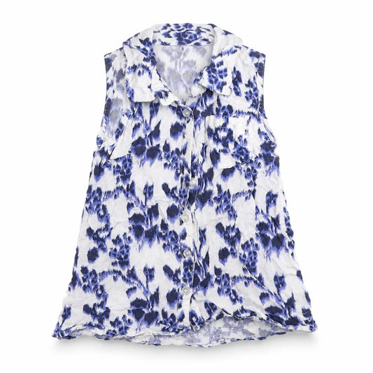 Front view of F&F girls’ blue basic button-up, size 3-4, years