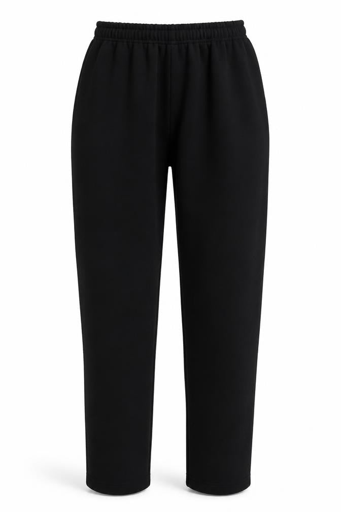 Front view of Preworn women’s black trousers, size S, 28-inch leg