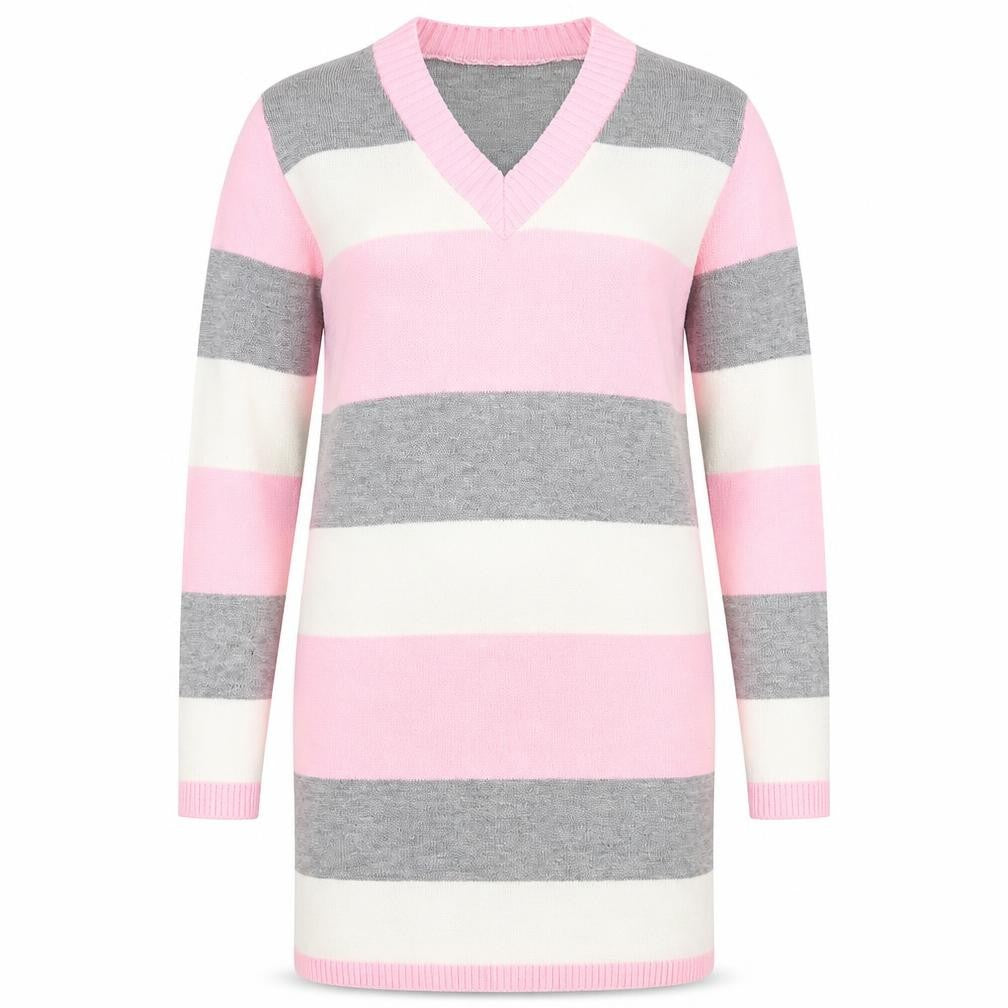 Front view of Figaro women’s multicoloured striped jacket dress, size UK 10