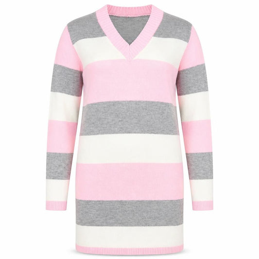 Front view of Figaro women’s multicoloured striped jacket dress, size UK 10