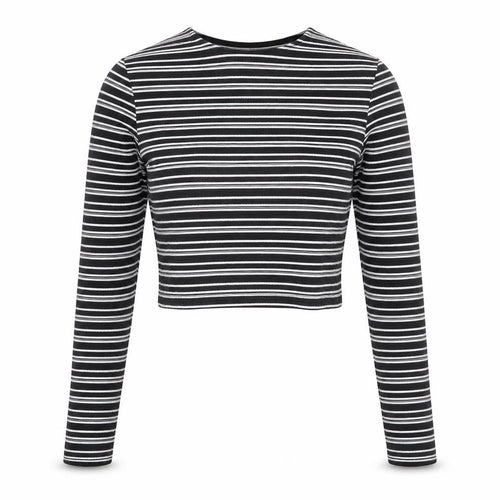 New Look Girls Black Striped  Cropped T-Shirt Size 10-11 Years