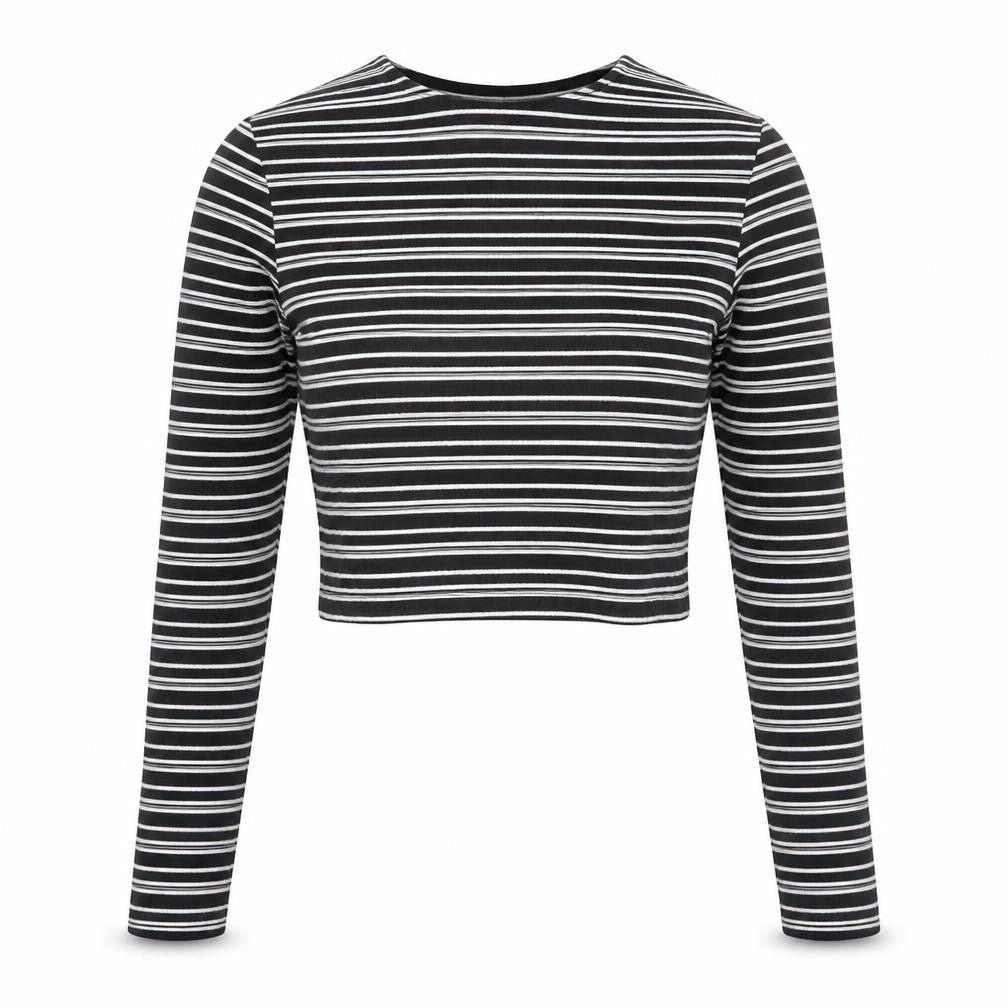 New Look Girls Black Striped  Cropped T-Shirt Size 10-11 Years