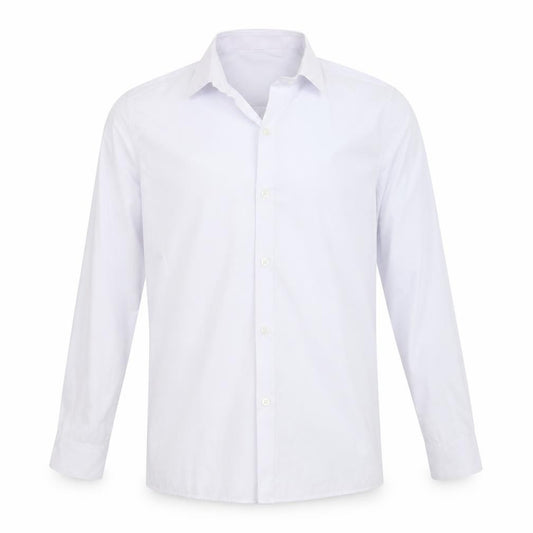 Front view of Marks & Spencer boys’ white basic button-up, size 13-14, years - school